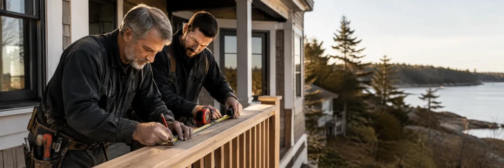 Father and son completing detailed residential work